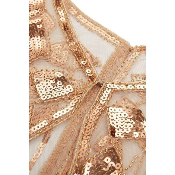 Babeyond 1920s Shawl Wraps Beaded Evening Cape Bridal Shawl Cover Up (Rose Gold) - Picture 5 of 6